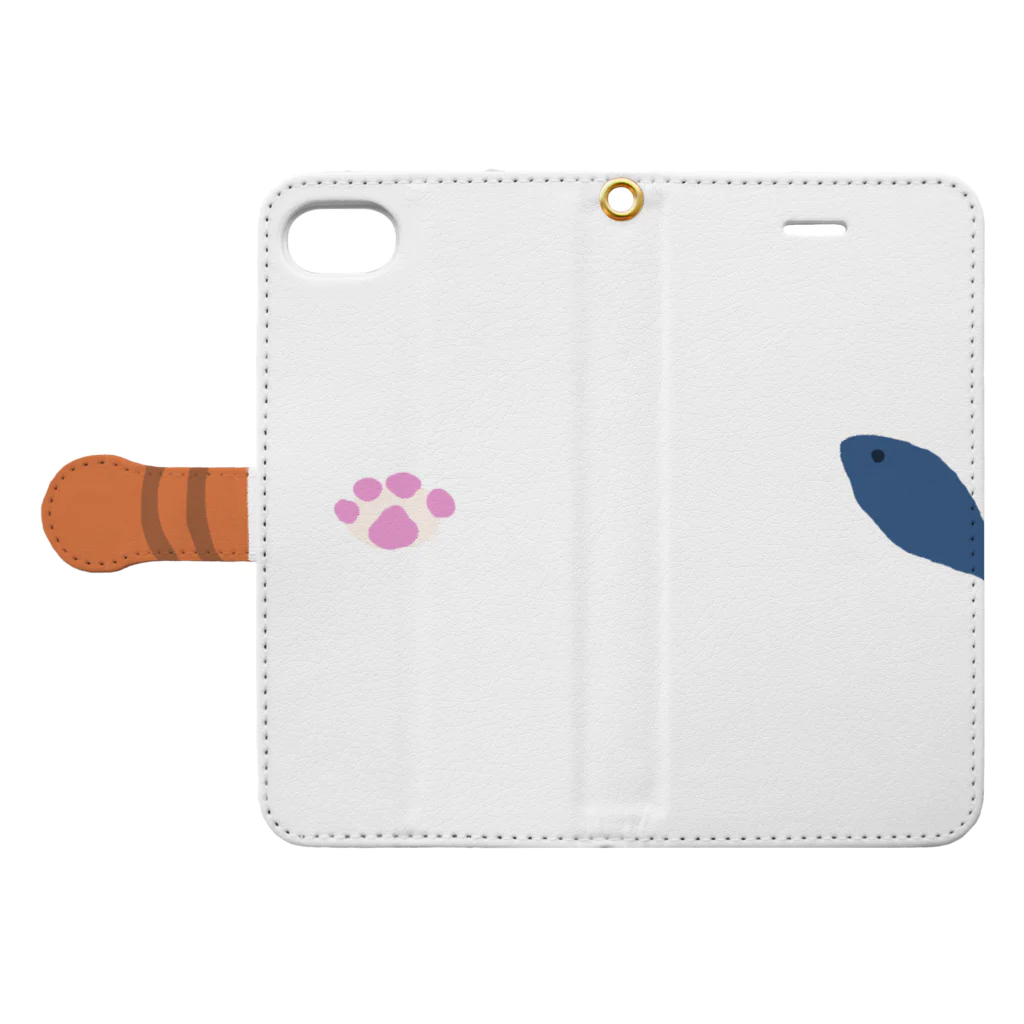 猫ズ。のお魚ゲット Book-Style Smartphone Case:Opened (outside)