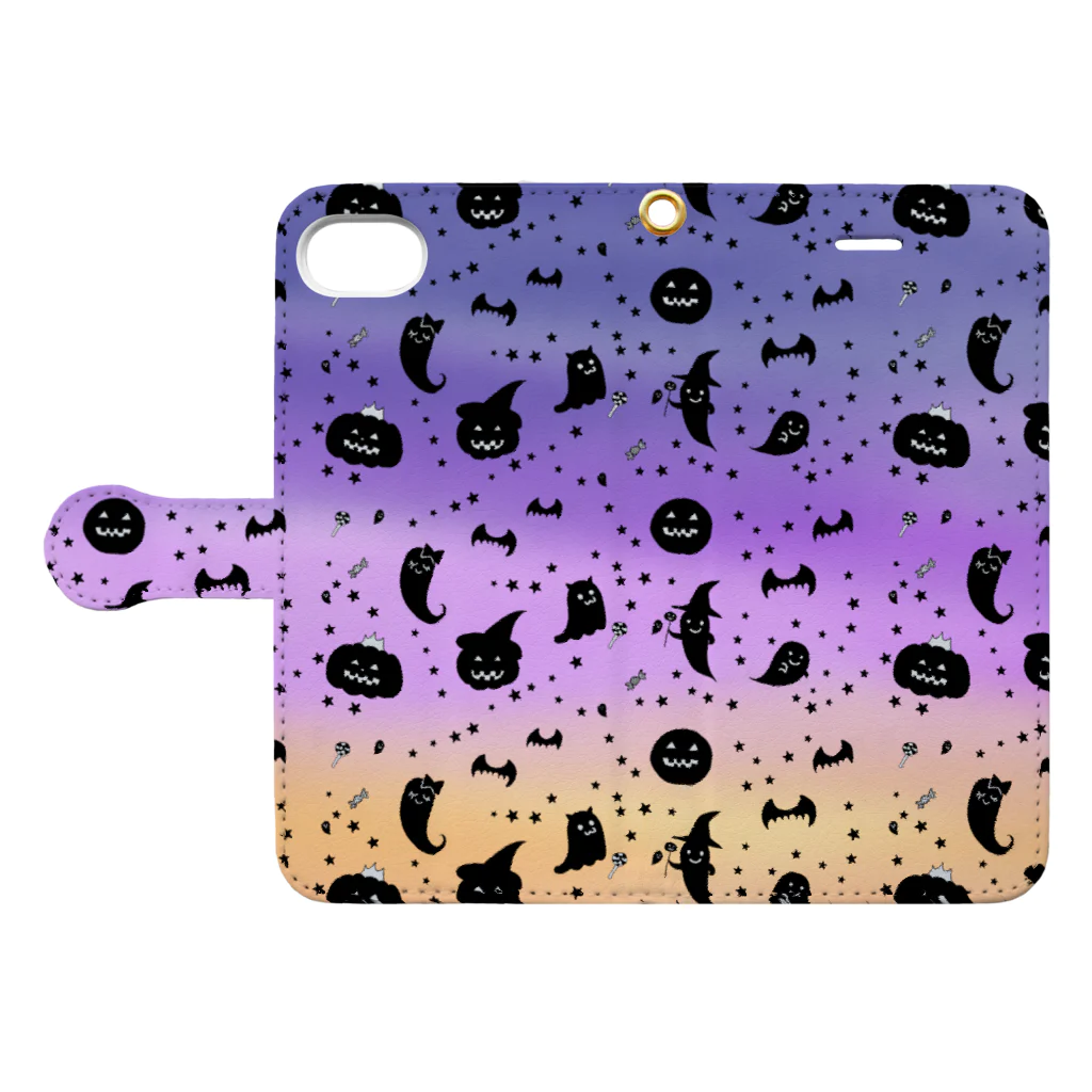 Je te veuxのおばけパレード グラデ空 Book-Style Smartphone Case:Opened (outside)