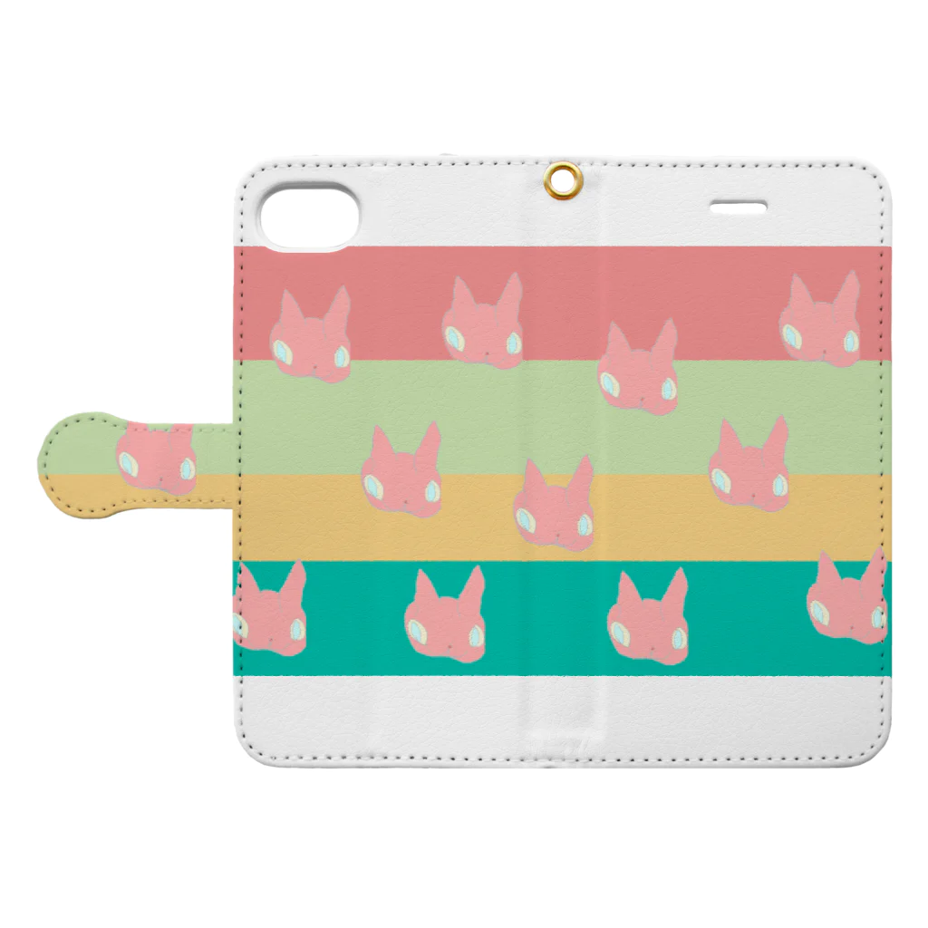 めありぃとママのお店のハッピーにゃんこ Book-Style Smartphone Case:Opened (outside)