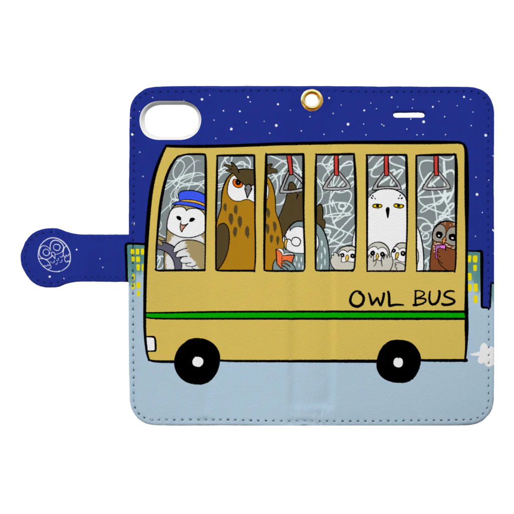ふくろうさん太郎のふくろうバス Book-Style Smartphone Case:Opened (outside)