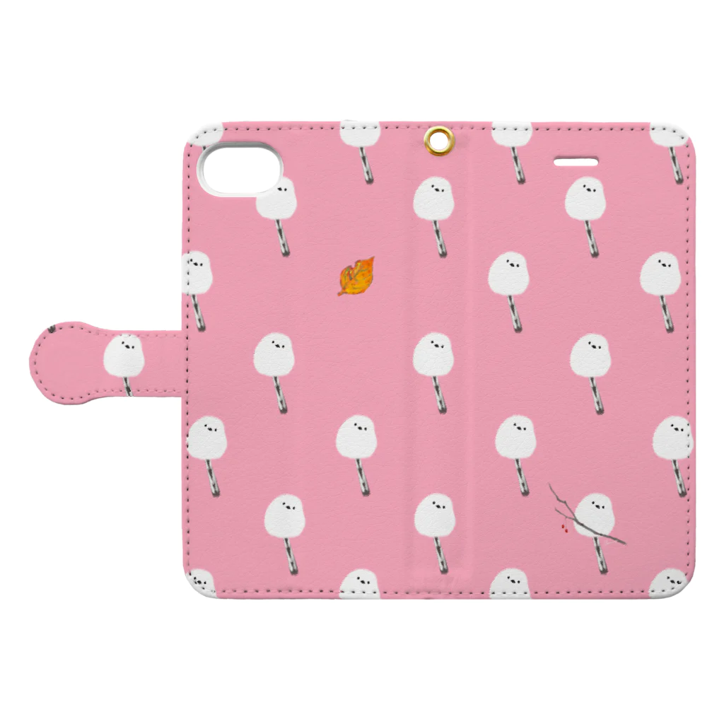 TAKOSUKEのふくふく　シマエナガのiPhoneケース Book-Style Smartphone Case:Opened (outside)