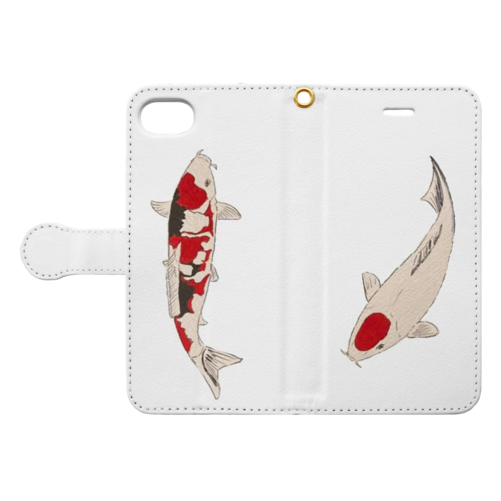 Coshi-Mild-Wildの錦鯉_丹頂&三色_J Book-Style Smartphone Case:Opened (outside)