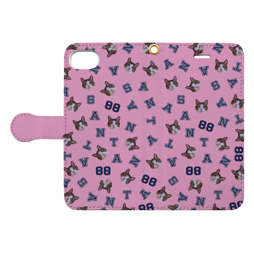 まいにちサン太ですぅのまいにちサン太88ピンク Book-Style Smartphone Case:Opened (outside)