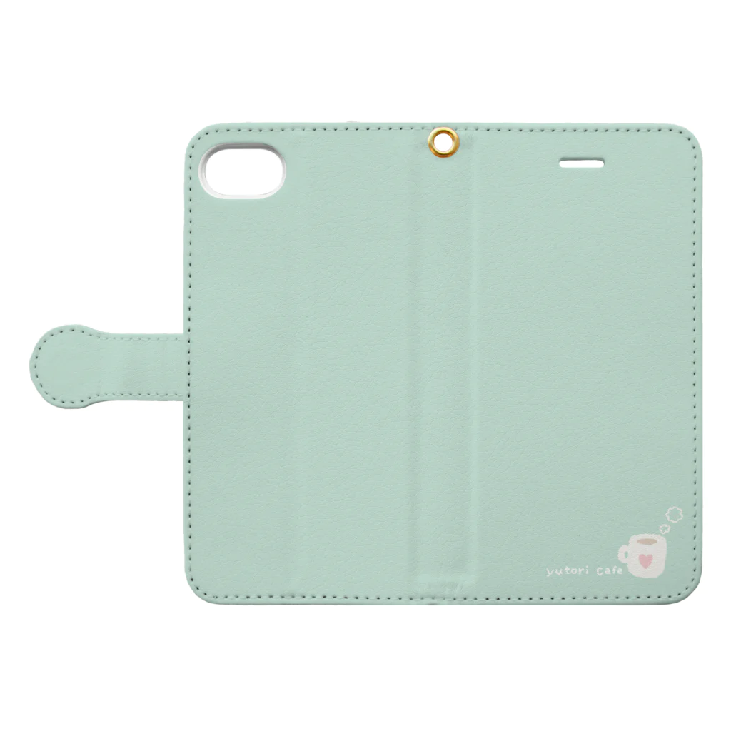 yuki＊yutoriのゆとりカフェ＊ミント Book-Style Smartphone Case:Opened (outside)