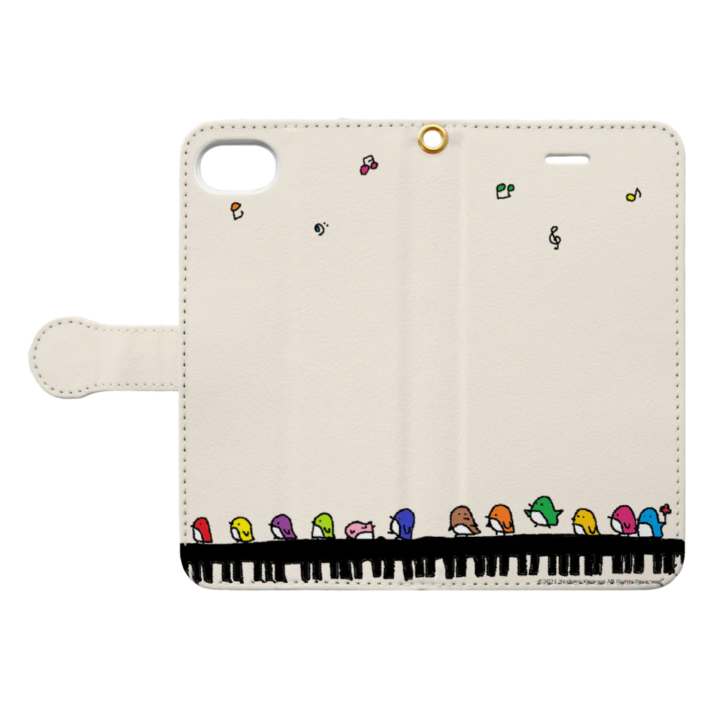 如月芳美のペンギンちゃんピアノ（c-11） Book-Style Smartphone Case:Opened (outside)