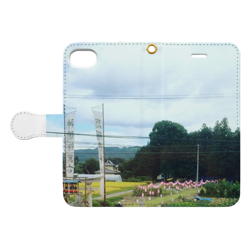 suzumusi2の実家から見えた神社のお祭りの日の写真 Book-Style Smartphone Case:Opened (outside)