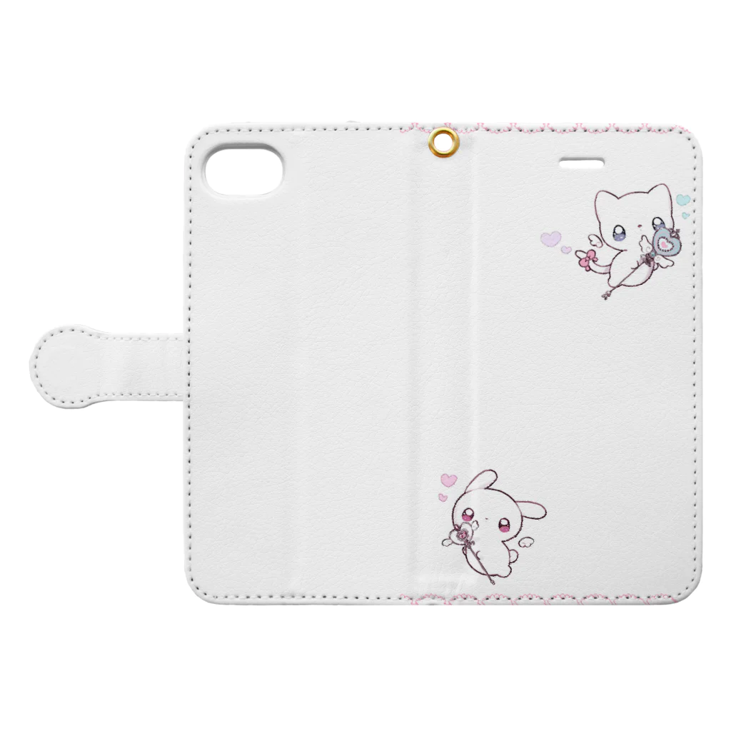 かわいいね本舗のメンヘラうさぎねこ Book-Style Smartphone Case:Opened (outside)
