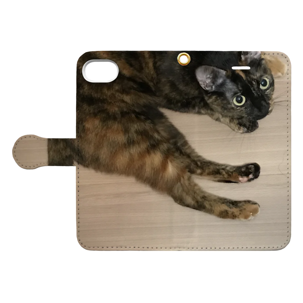 minequitaのサビ猫タビ Book-Style Smartphone Case:Opened (outside)