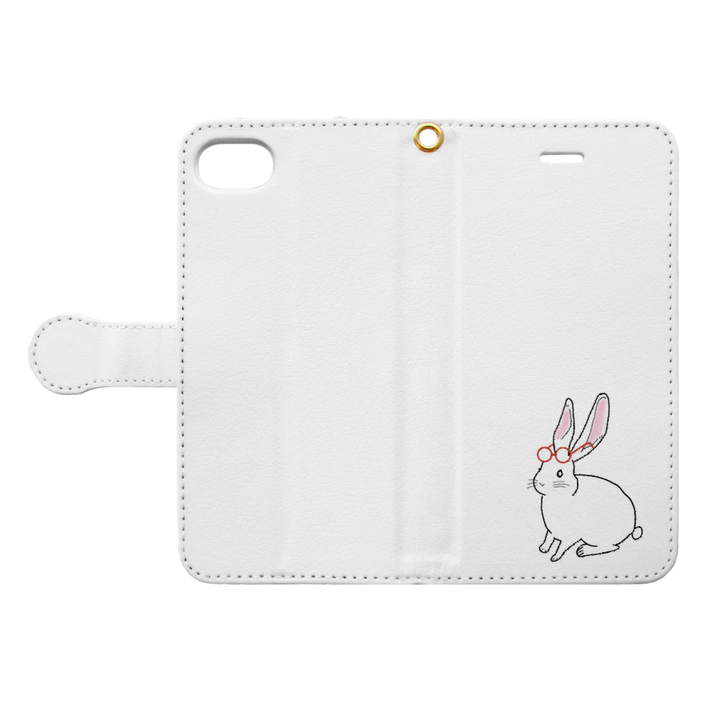 megane00のメガネうさぎさん Book-Style Smartphone Case:Opened (outside)