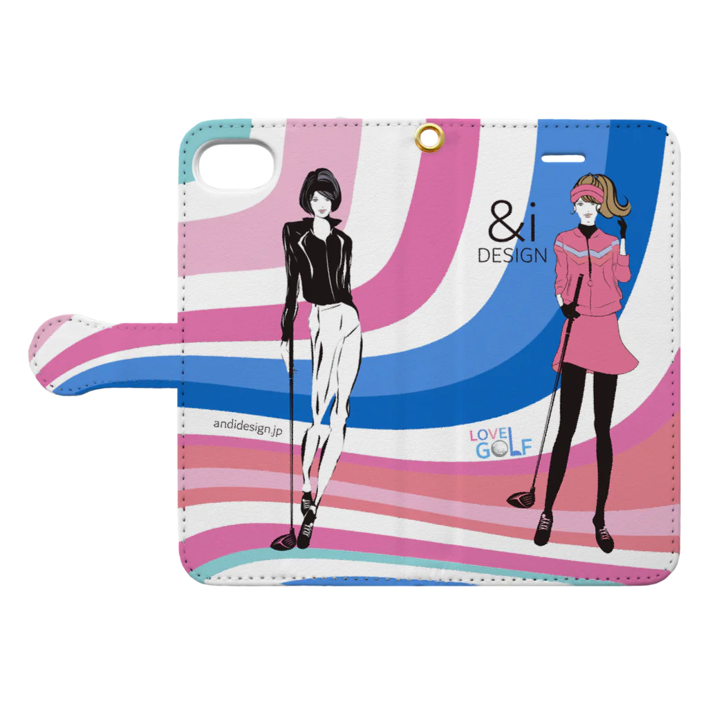 &i Designのアンドアイデザイン　ゴルフ女子　LOVE GOLF Book-Style Smartphone Case:Opened (outside)