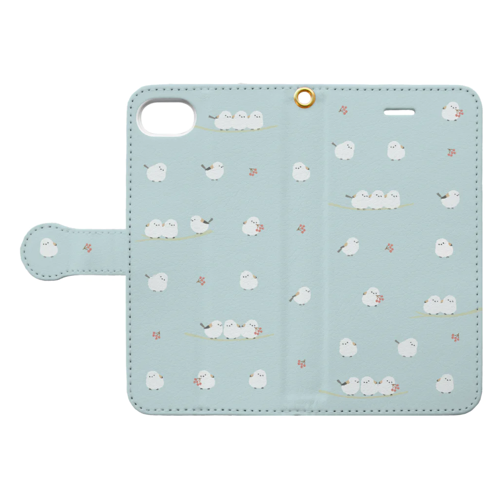 なしもものシマエナガちゃん Book-Style Smartphone Case:Opened (outside)