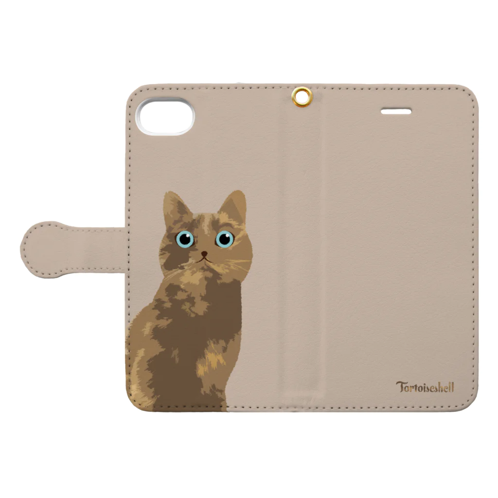 Caboss Designのさび柄猫 iPhone手帳型スマホケース 手帳型スマホケースを開いた場合(外側)