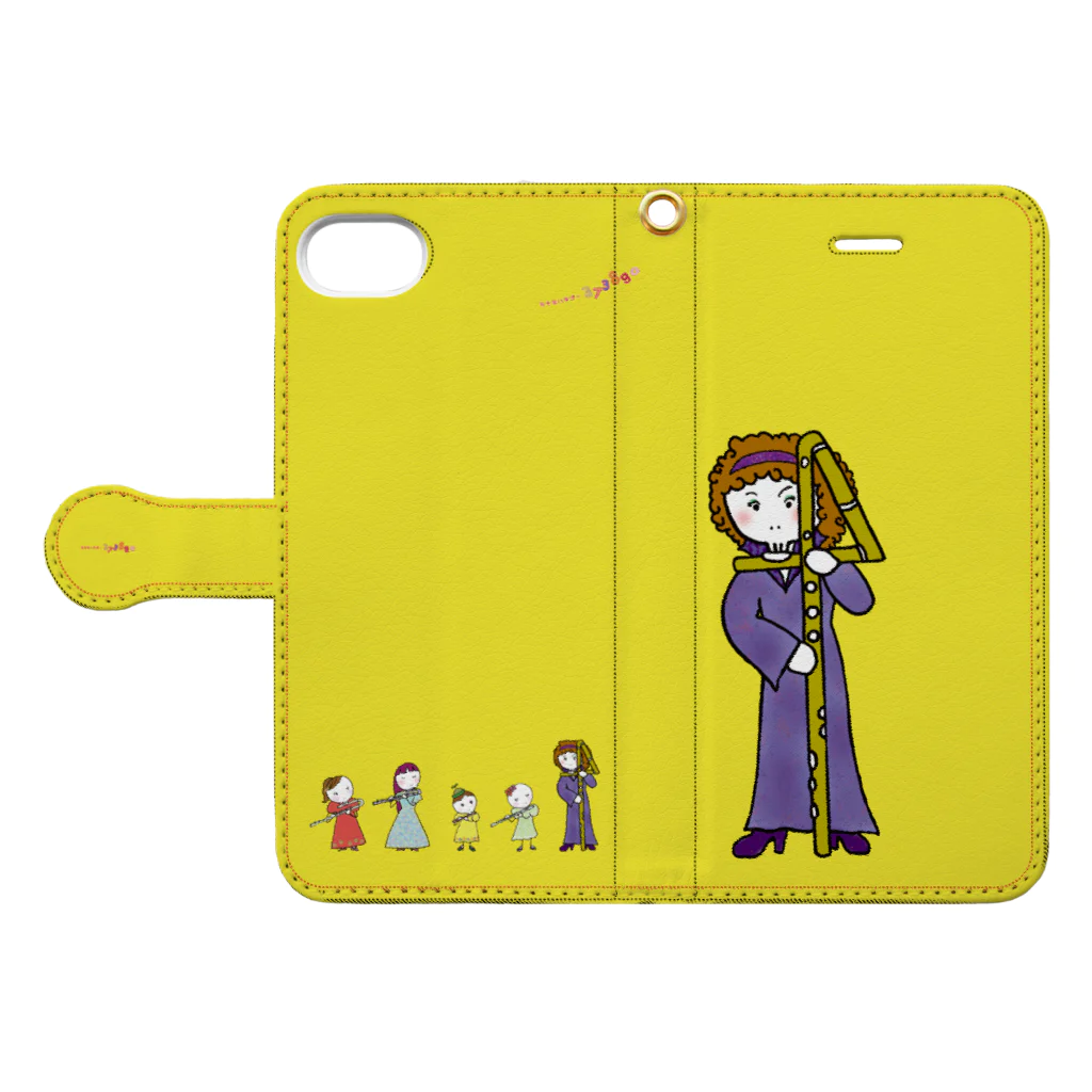 ミナミハチゴーのiPhoneSE&678-コントラバスFlute女子 Book-Style Smartphone Case:Opened (outside)