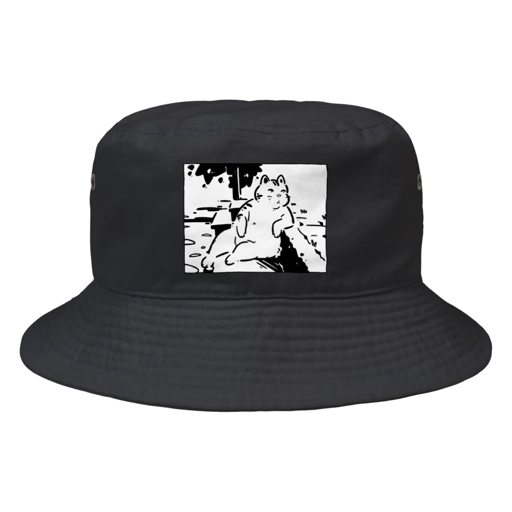 山形屋米店の肘をついてくつろぐ猫 Bucket Hat