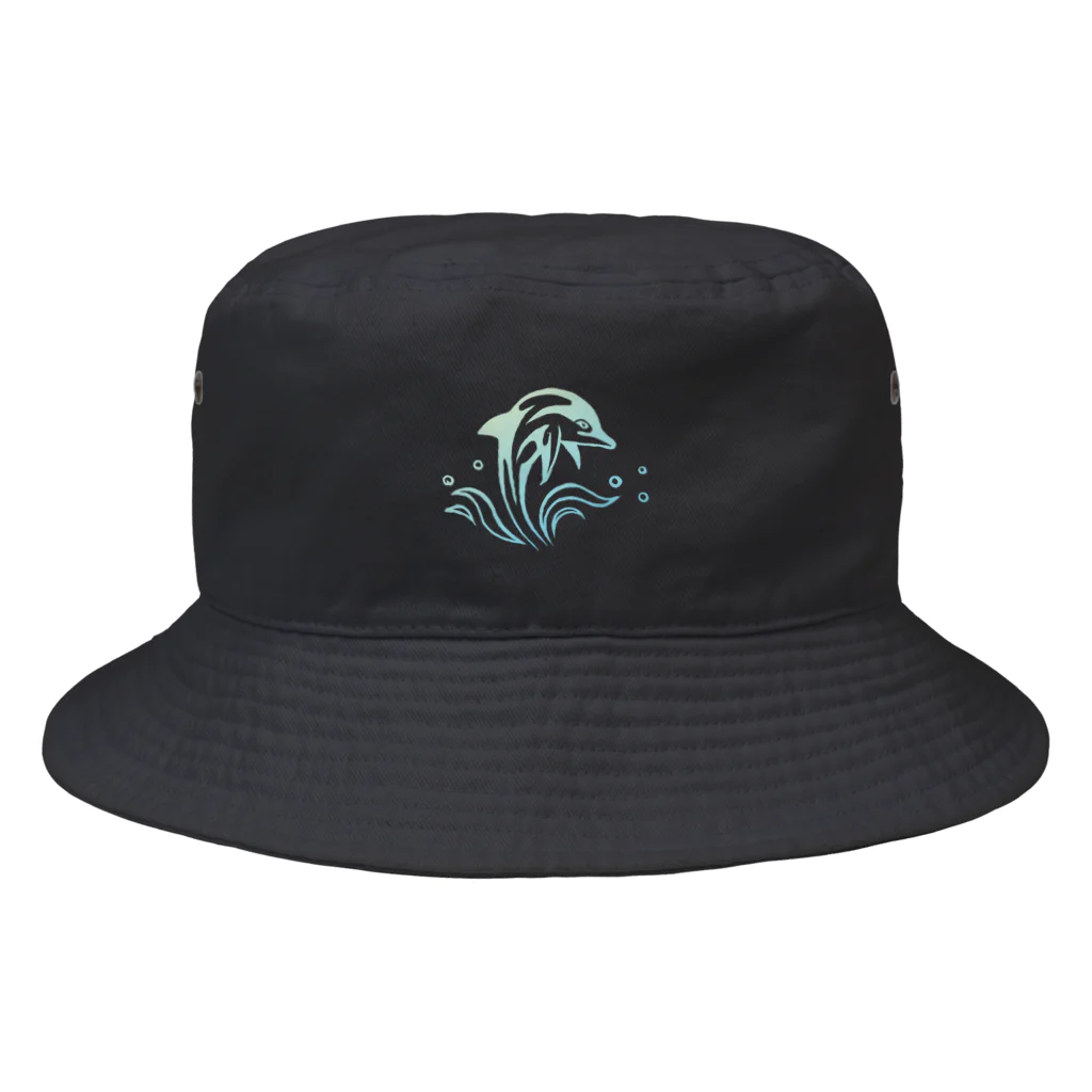 たんたんDESIGNのイルカ青A Bucket Hat