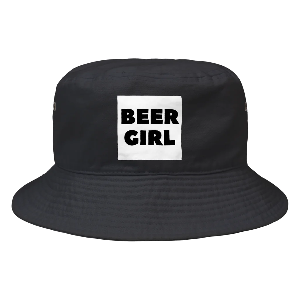 BEERのビールガール_黒字(白背景) Bucket Hat