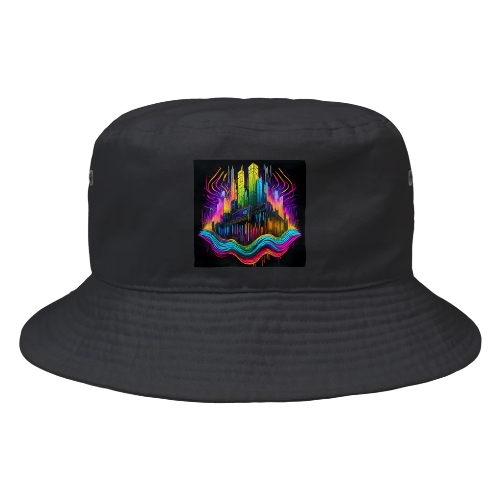 のんびりアート工房のサイバーパンク都市 Bucket Hat