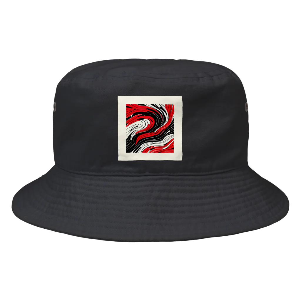 きゅりあすの赤黒白ウェーブ Bucket Hat