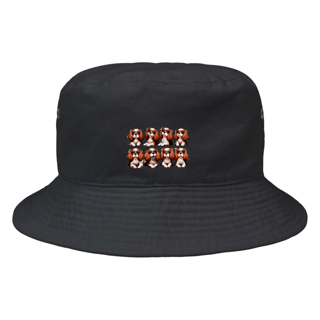 キャバリアMyラブの8匹ブレンハイム Bucket Hat