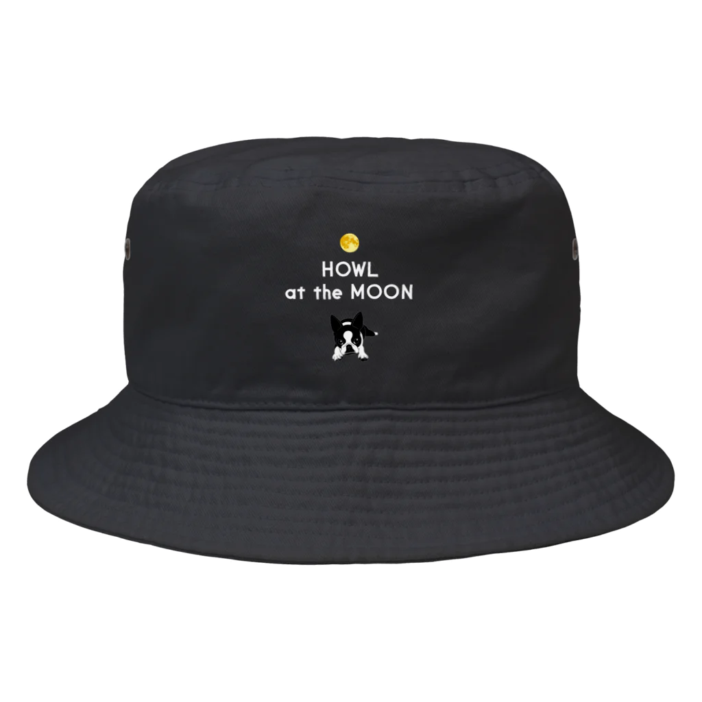 コチ(ボストンテリア)の小物用:ボストンテリア(HOWL at the MOON ロゴ)[v2.8k] Bucket Hat