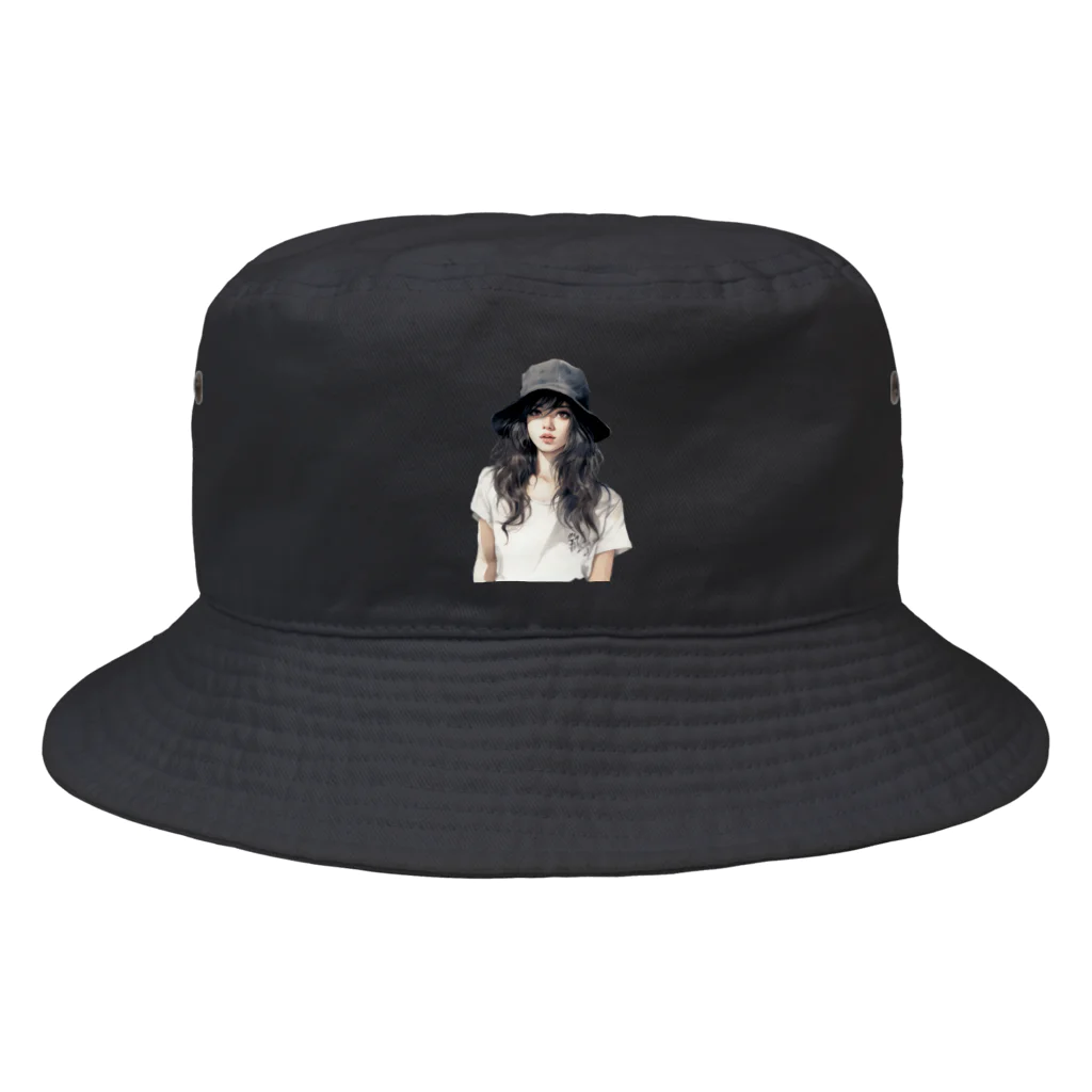 OBTR(公式ショップ)のCity Girl(ハットを被った可愛い女の子のデザイン) Bucket Hat