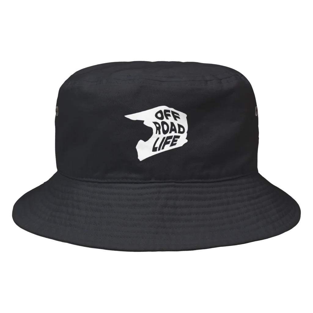 QUQU_WORKSのオフロードライフ オフロードヘルメットシルエットデザイン ホワイト Bucket Hat