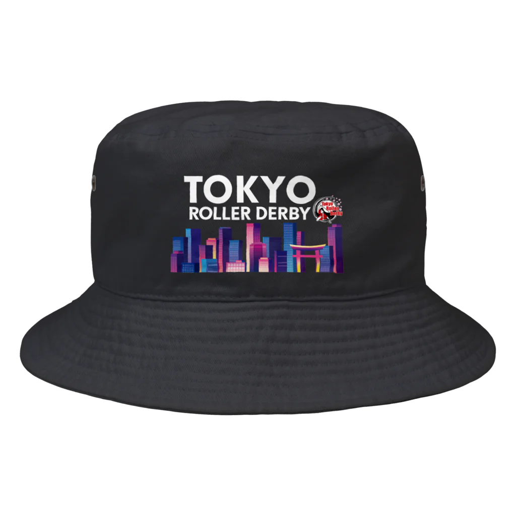 東京ローラーダービーのTokyo Skyline（White character) Bucket Hat