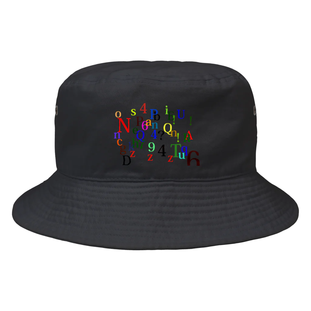 ヒラエイのアルファベットと数字の洪水 Bucket Hat