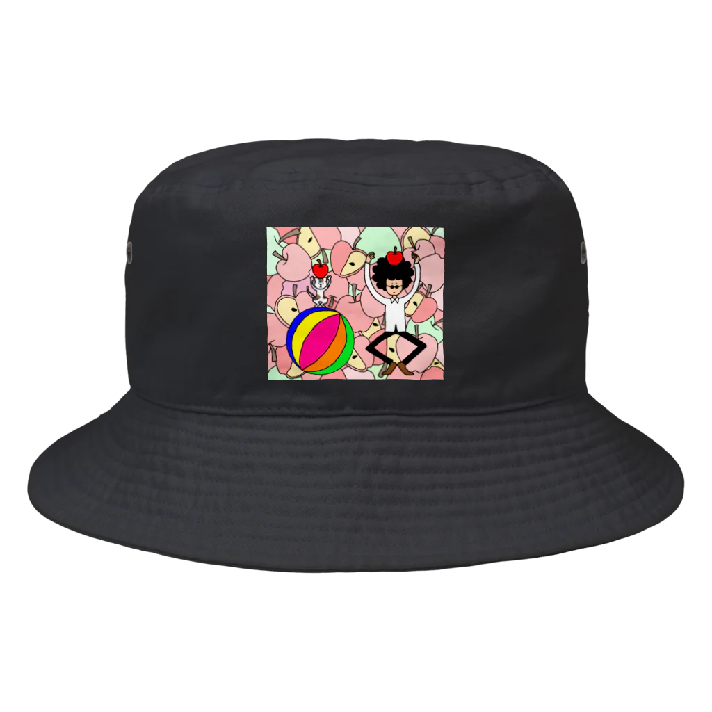 miritakaの時間のくるくるパーマとネコとリンゴ（カラー） Bucket Hat