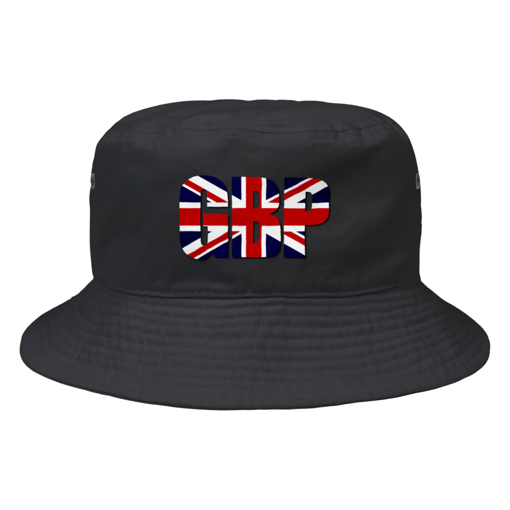 金融投資デザイン　カマラオンテ-ムラサキのFX ポンド GBP　ユニオンフラッグ　Union Flag　ユニオンジャック Bucket Hat