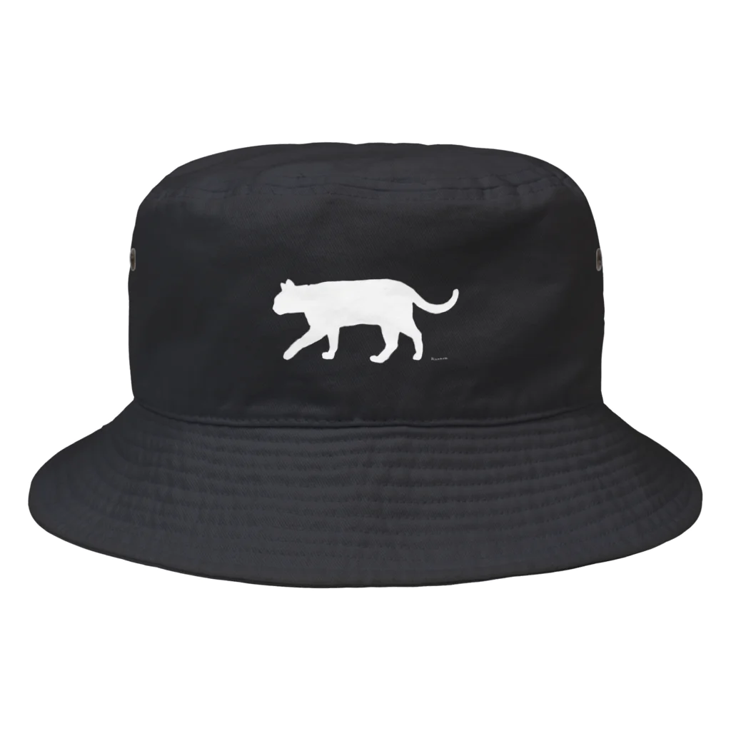 姫ONE工房の猫シルエット（WHITE） Bucket Hat