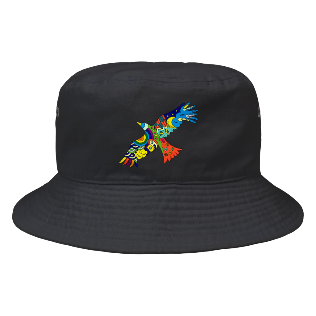 KANAT  LAMHITAの虹色の飛ぶ鳥 Bucket Hat