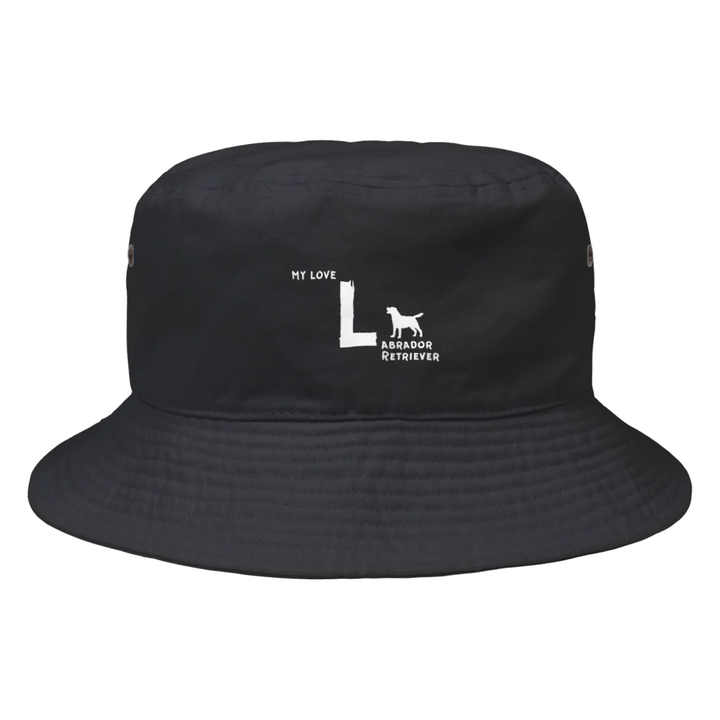 onehappinessのMY LOVE LABRADOR RETRIEVER（ラブラドールレトリバー）　ホワイト Bucket Hat