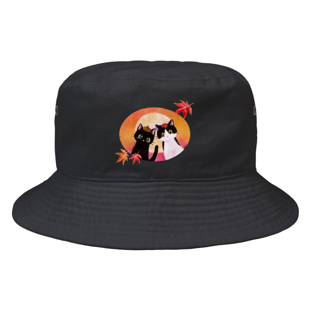 猫と音楽Strings Catの秋月 Bucket Hat