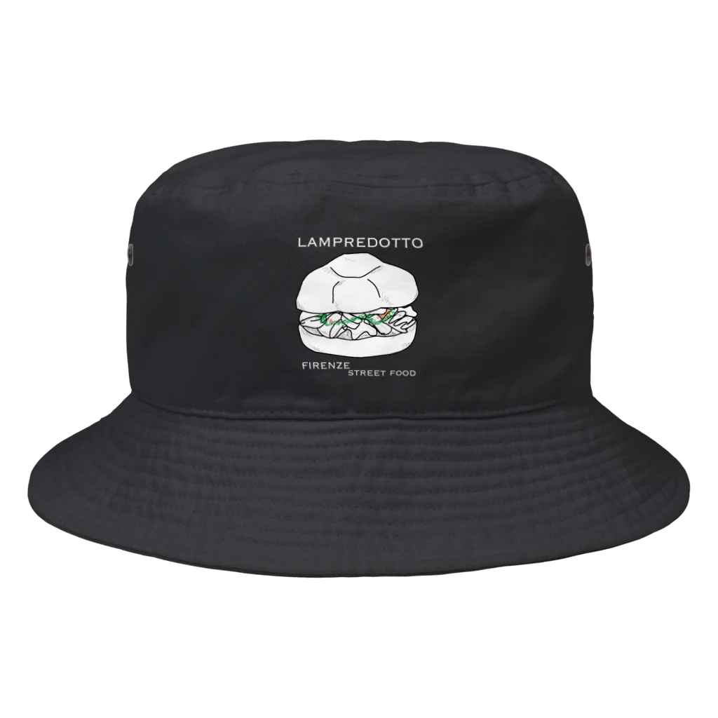 FirenzeBAR ADOMANIのランプレドットのイラスト　白文字 Bucket Hat