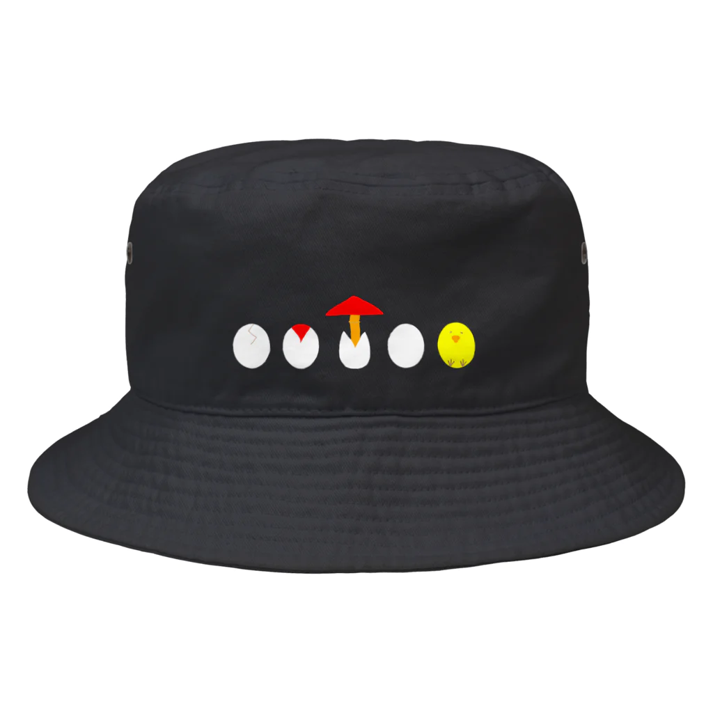 お白湯の脳内のタマゴタケとひよこ Bucket Hat