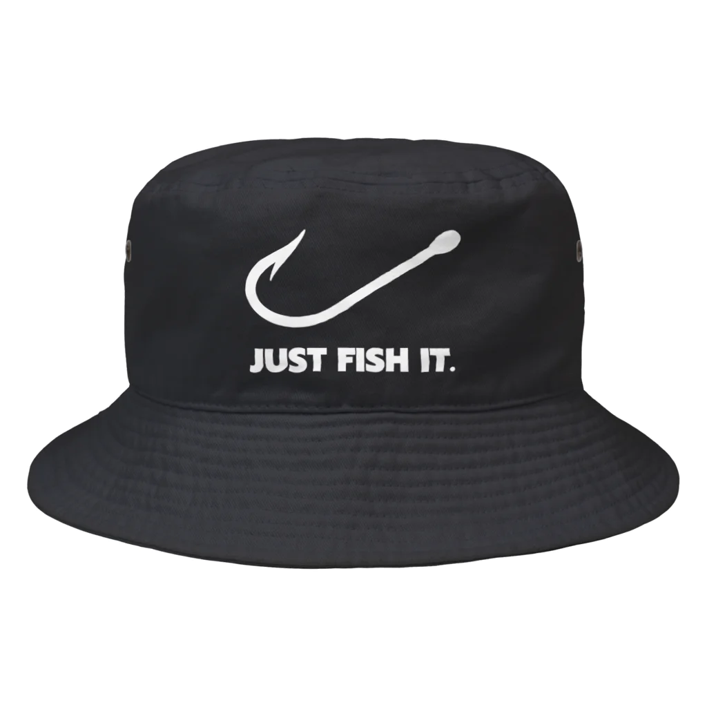 gemgemshopのJUST FISH IT (白) Bucket Hat