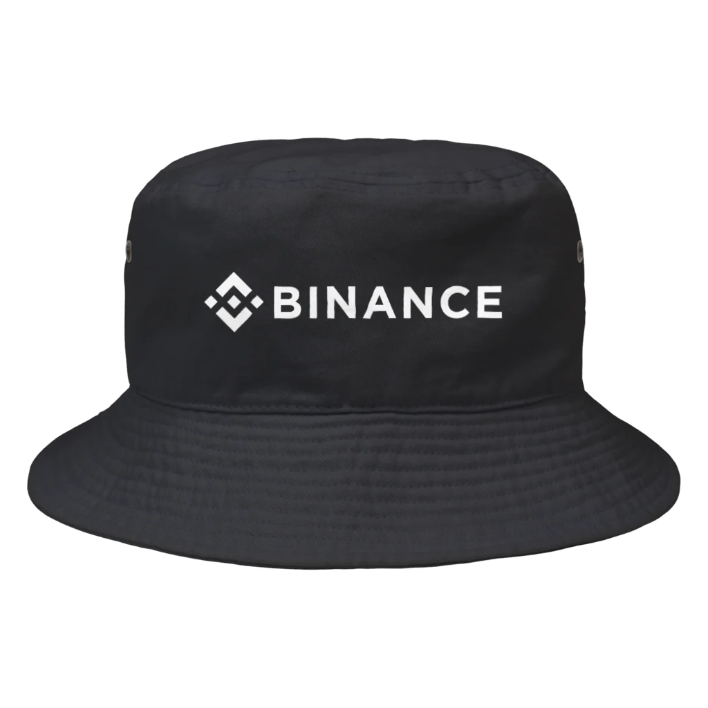 FUNNY JOKESのBINANCE-バイナンス-白ロゴ バックプリントデザイン（背面プリント） Bucket Hat