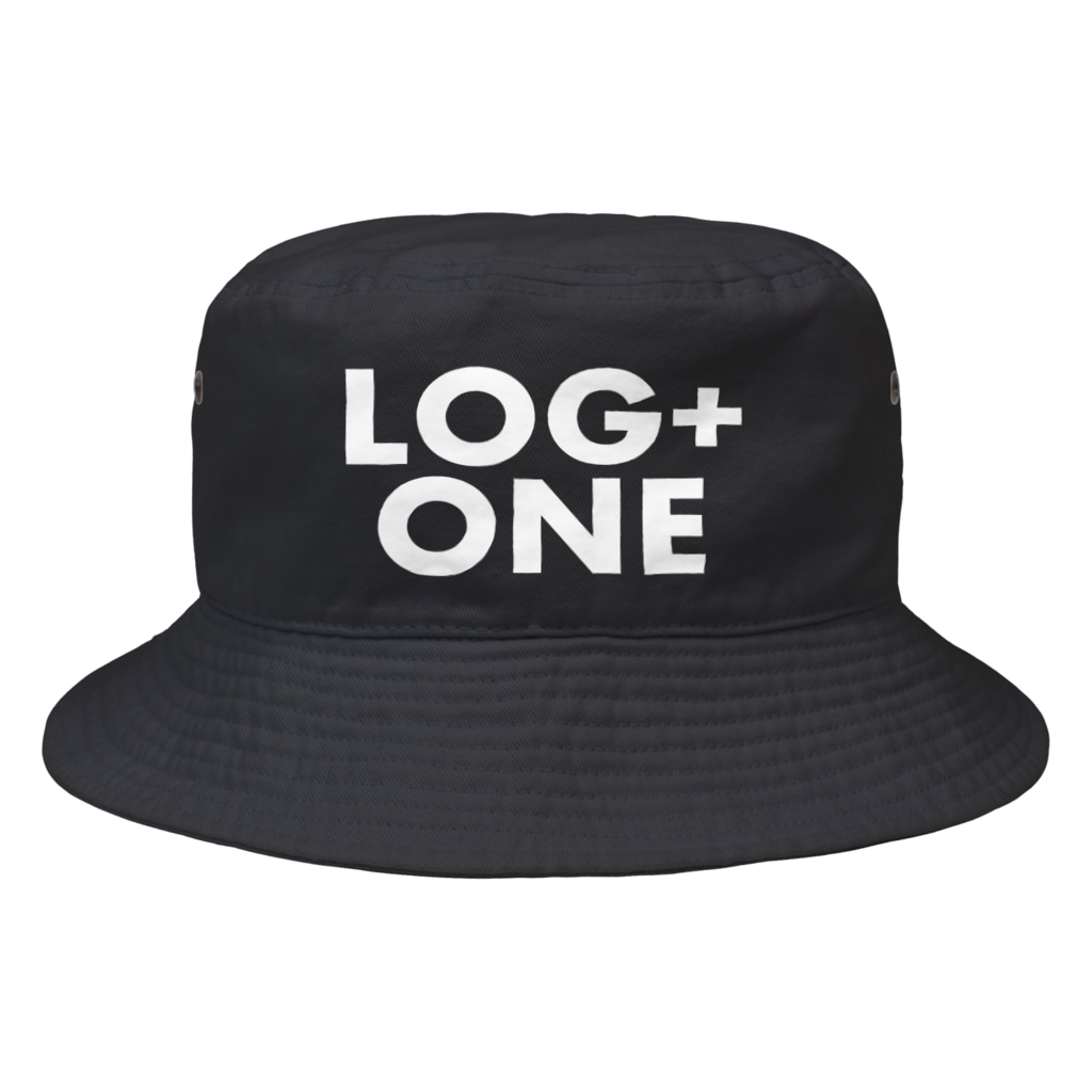ログプラスワンのログプラスワングッズ白文字 Bucket Hat