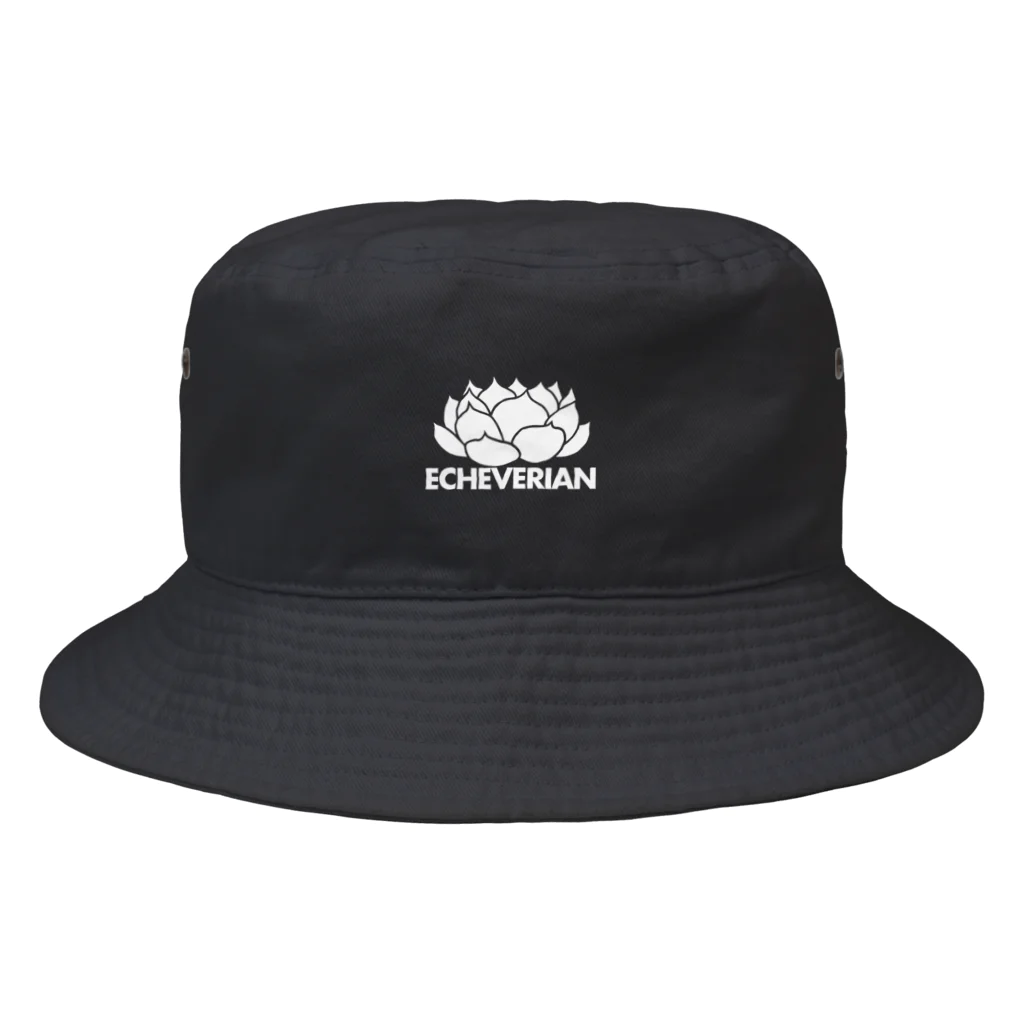 Mrs.Succulentのエケベリアンロゴ（白） Bucket Hat