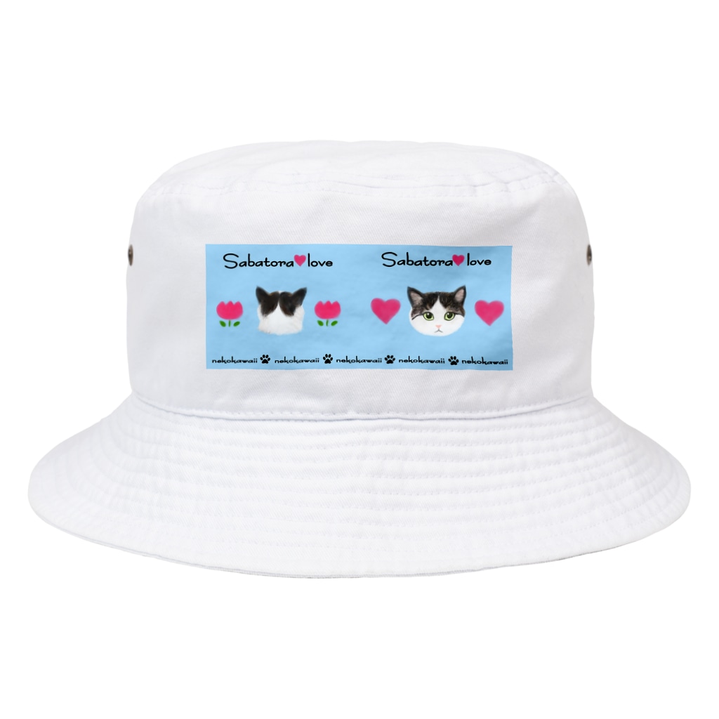 Ａｔｅｌｉｅｒ　Ｈｅｕｒｅｕｘのねこあたまコレクションサバトラ猫　ブルー Bucket Hat