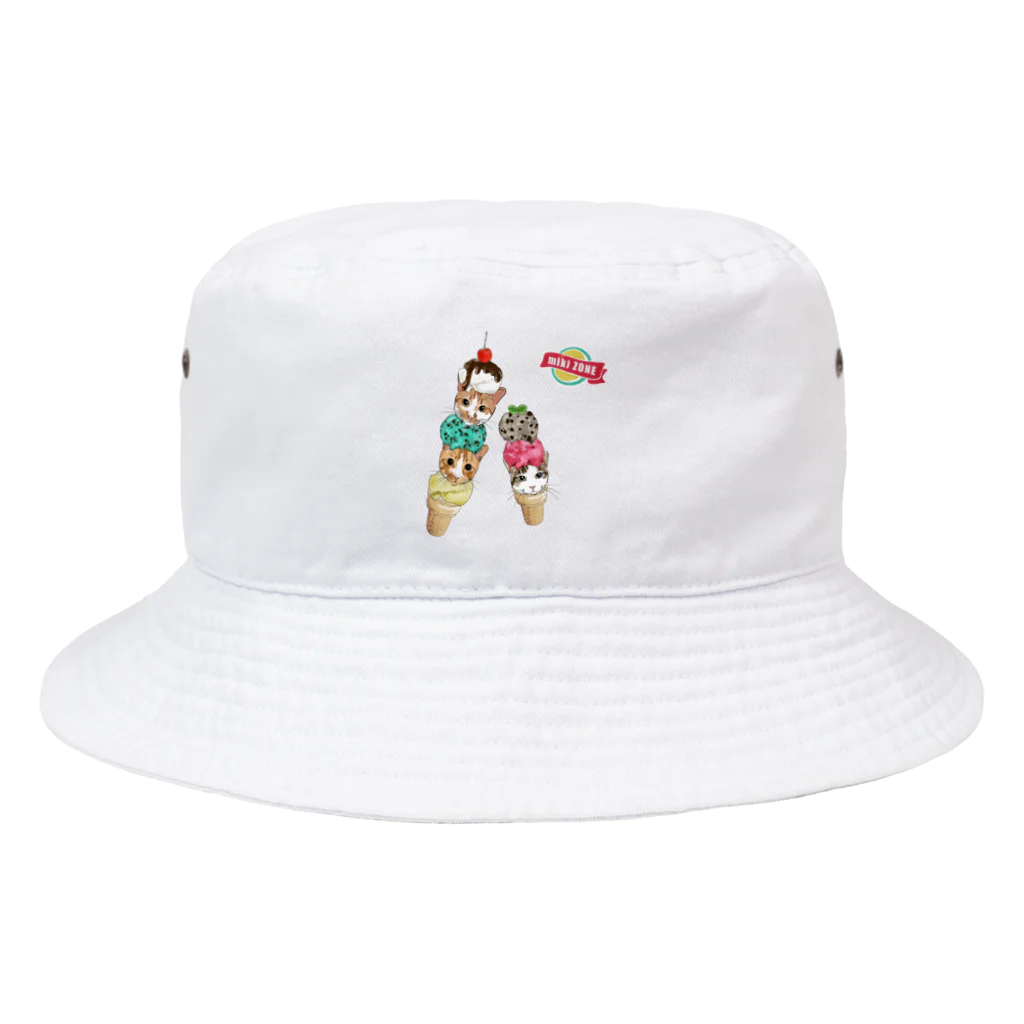 みきぞーん｜保護猫 ミッキー画伯と肉球とおともだちのrui&ram&ta-chan ice Bucket Hat