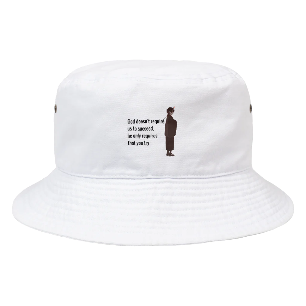 田舎の神社の守り神のつりじ×守り神フチなし Bucket Hat