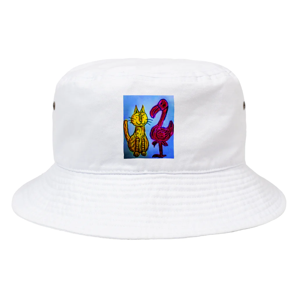 関ヶ原すー子の猫とフラミンゴ Bucket Hat