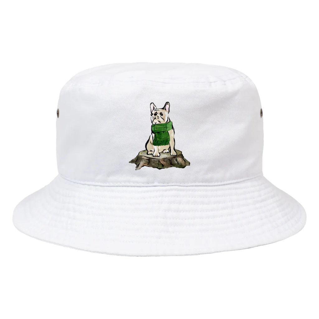 犬グッズの店しえるぶるーのマフラーを着けたフレンチブルドッグ　クリーム Bucket Hat