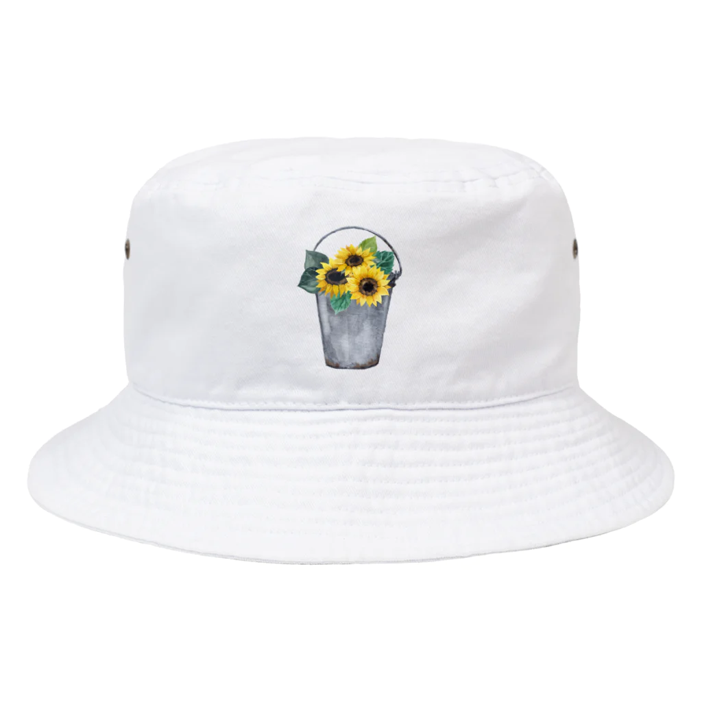 Fred HorstmanのWatering bucket and sunflowers  じょうろ と ひまわり Bucket Hat