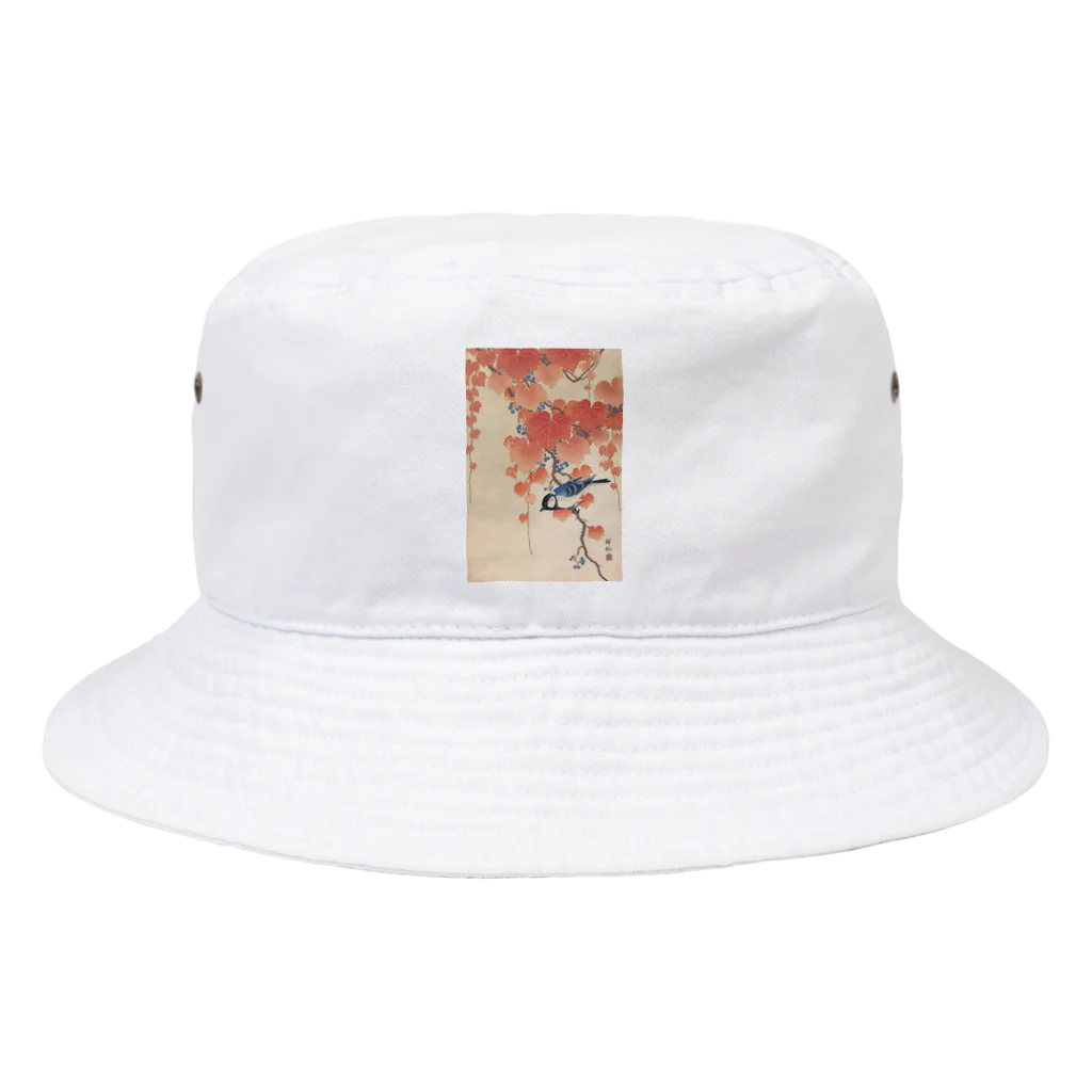 寿めでたや(ukiyoe)の蔦に四十雀 Bucket Hat