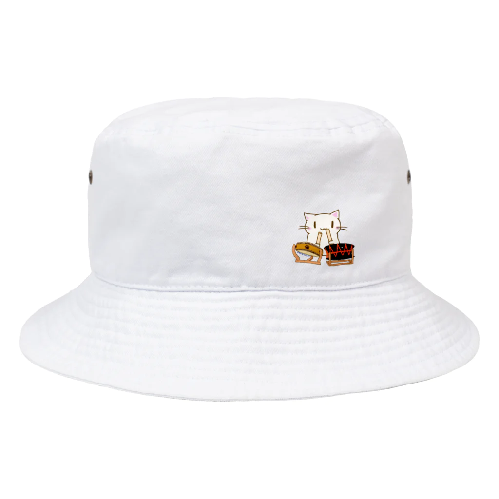 絵娯クリエイトのひのもとにゃんこ®️ 太鼓 / 雪ちゃん Bucket Hat