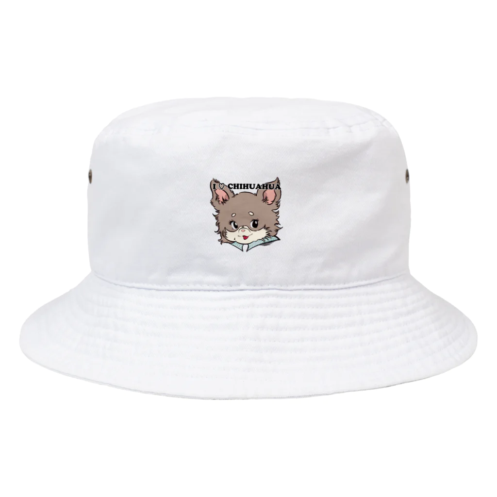 チャリティーグッズ-犬専門デザインのチワワ-チョコタン「I♡CHIHUAHUA」 Bucket Hat