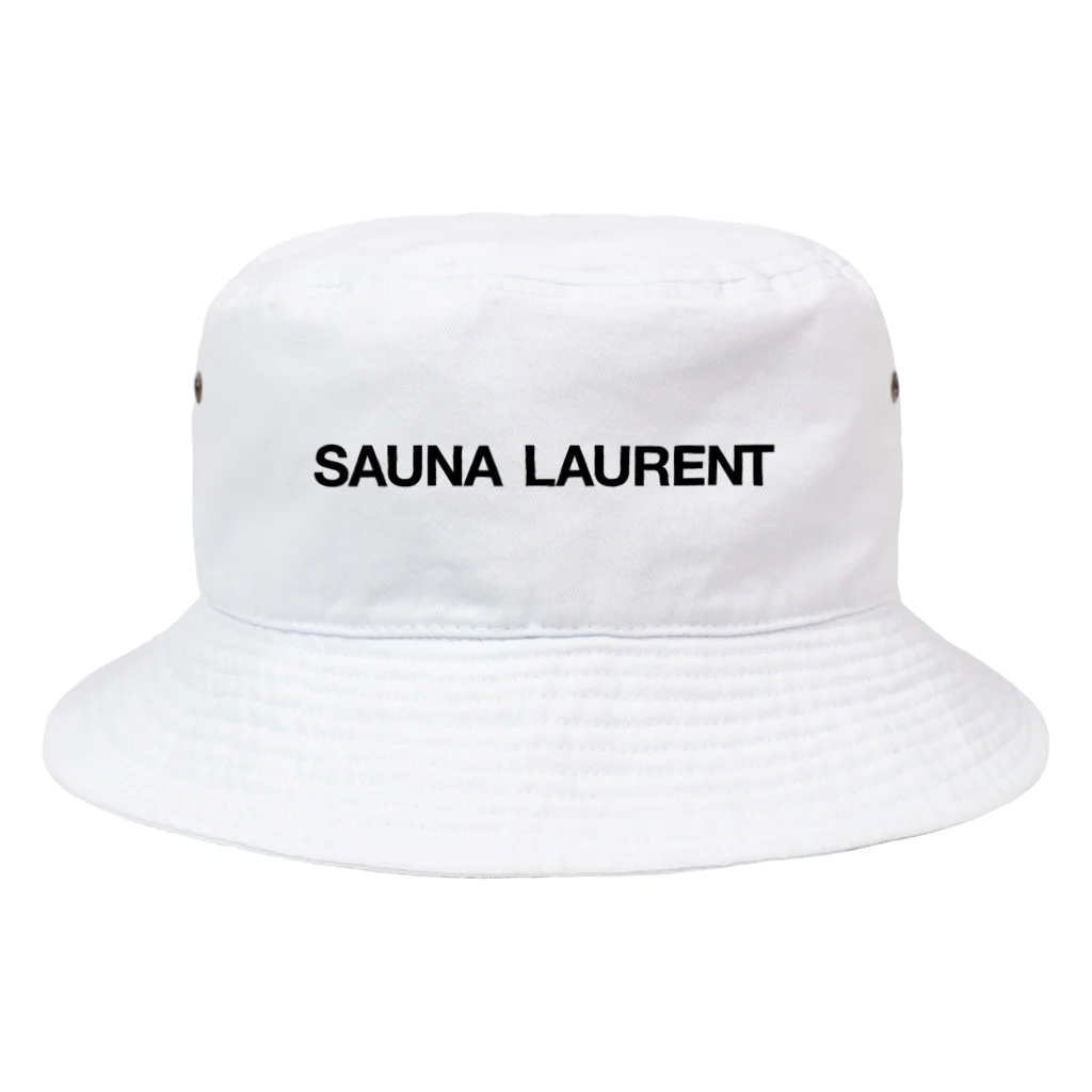 TOKYO LOGOSHOP 東京ロゴショップのSAUNA LAURENT-サウナローラン-黒ロゴ Bucket Hat